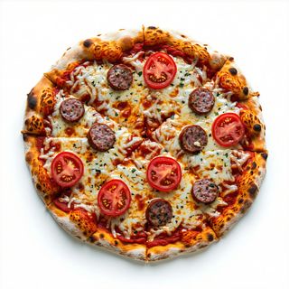 Pizza rossa con wurstel