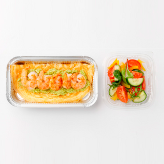 Omletă cu Guacamole și Creveți Tigru