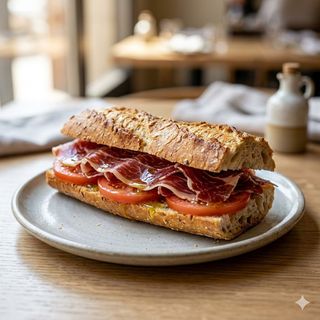 Bocadillo De Ibérico Y Tomate