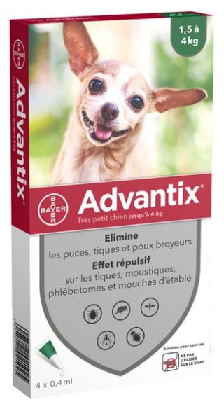 Advantix Drops for Fleas, ticks, mosquitoes, sandflies, stable flies, lice (1.5-4 kg)