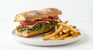Sandwich viande hachée et Frites