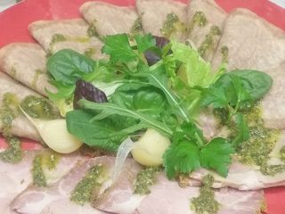 Язик та буженина під соусом кінза (170/30g)