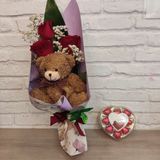 3 Rosas Con Bombones Y Peluche