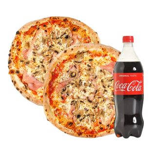 Pizza Margharita + Pizza Vesuvio + Coca Cola 1l