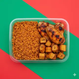 Jollof Rice + Chicken Wings + Plantain (2Pcs)