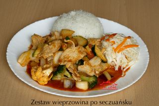 Wieprzowina po seczuańsku zestaw