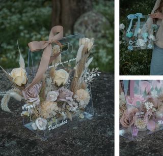 Malinha Acrílico com Flores Secas - Flores Secas