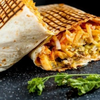 taco de gambas+patatas fritas