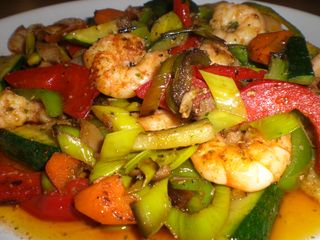 Gambas con salsa picante 
