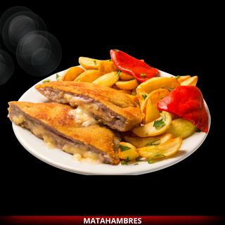 Cachopo de pollo con paleta ibérica y queso idiazabal + Patatas fritas 500 grs. aprox.