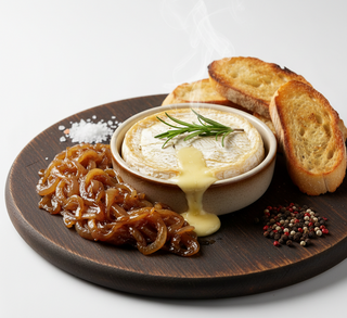 Camembert cotto con cipolla bruciata