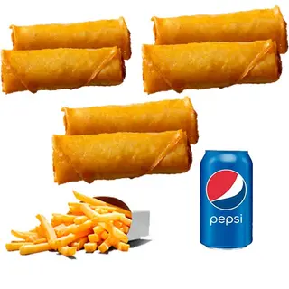 Combo rollo primavera 6 uds.+ patatas fritas + bebida