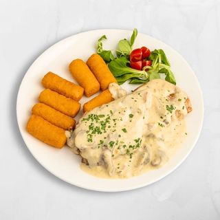 Svinjski kotleti s umakom od šampinjona i pršuta