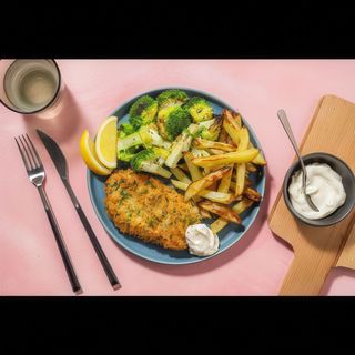 Milanese con patata frita boniato e arroz +bebida