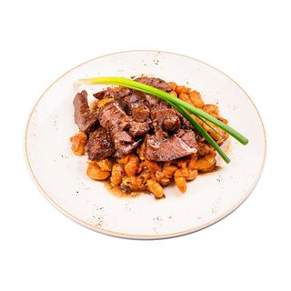 Телешки бузи с боб и манатарки (300г)