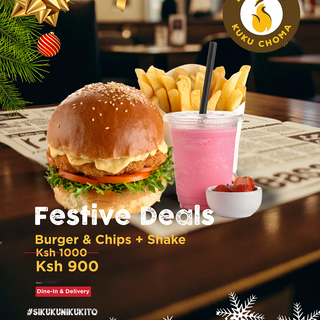 Burger and Chips + Milkshake