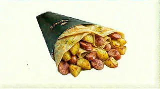 Crèpe con wurstel e patate