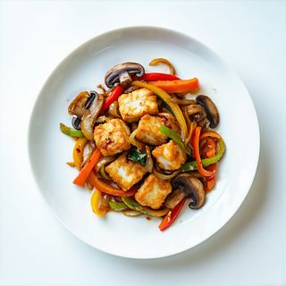 Cuburi de peste cu mirodenii pe placa incinsa