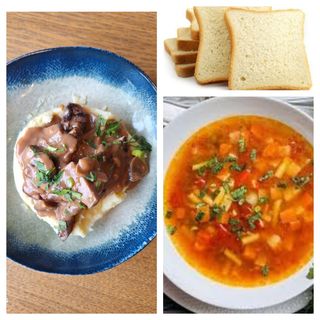 Meniu Ciorba de legume+Muschiulet de Porc gratar cu sos brun+Piure