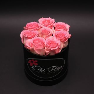 Cutie Mică Neagră cu Trandafiri Roz