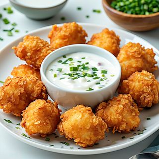 Пилешки хапки с корнфлейкс и чеснов сос