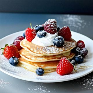 Pancake con frutti di bosco e panna