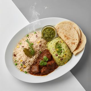 Mix of Rice, Chapati, Mukimo Stew