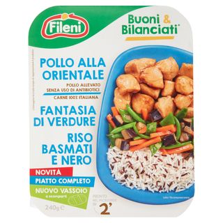 Fileni Buoni & Bilanciati Pollo alla Orientale Fantasia di Verdure Riso Basmati e Nero 0,240 kg