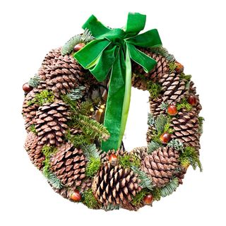 Coroniță 40cm cu brad și conuri mari