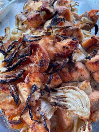 Salmone gratinato con finocchi 