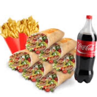 5 durum kebab( ptata grande e cola 2L)