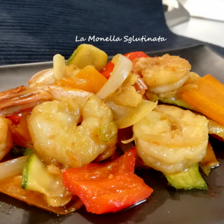 Gamberi con verdure misti 