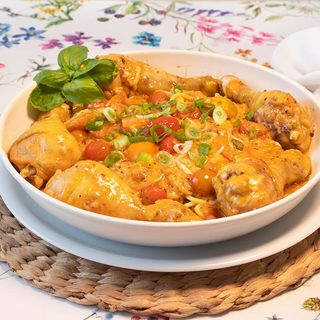 Pollo agridulce con arroz al vapor