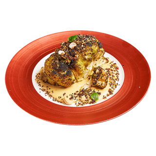 ПЕЧЕН КАРФИОЛ С КРЕМ КАШУ И ХРУПКАВА КИНОА