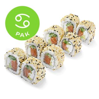 Рол Філадельфія в кунжуті зі слабосолоним лососем