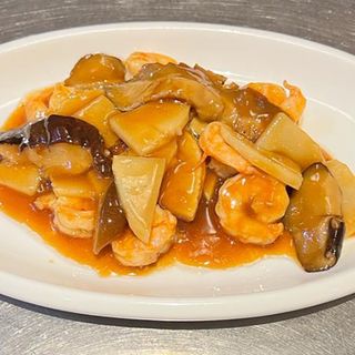 Gamberi con Funghi e Bambù
