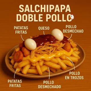 Salchipapa doble pollo