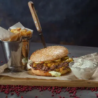 Smashed mushroom burger
