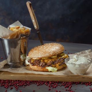 Smashed mushroom burger