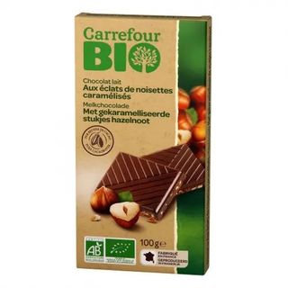 Chocolate Leche y Avellanas Caram. Carrefour Bio 100 Gr.