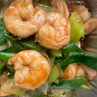 Gamberi con porro