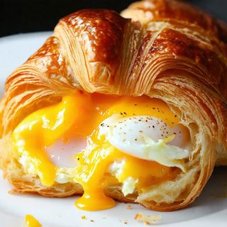 Croissant Stuffed with Eggs & Melted Cheddar.