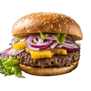 Hamburguesa hawaiana con patatas