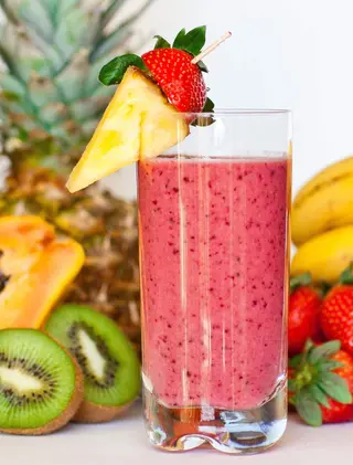 Mixed tropical fruit milkshake