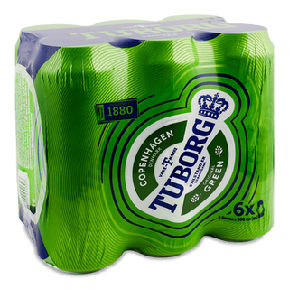 Пиво Tuborg Green світле з/б (6*0,5л)