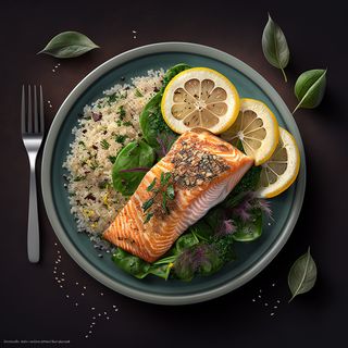 Лосось с киноа