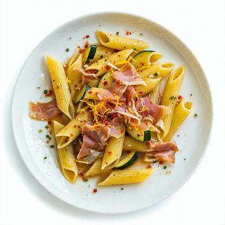 Penne speck, zucchine e zafferano