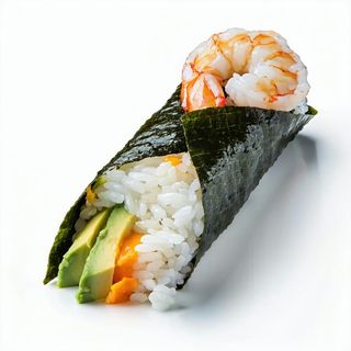 Temaki riso, gamberetti cotti, Philadelphia avocado