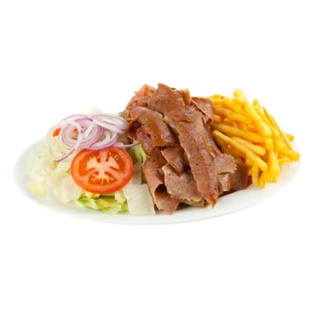 Plato De Ternera Con Ensalada Y Patatas