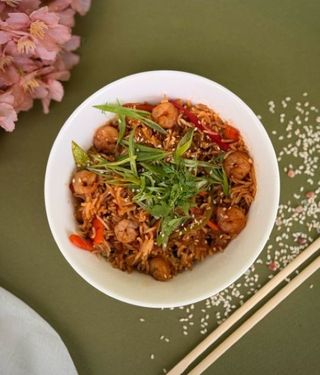 კრევეტების ვოკი/shrimps wok